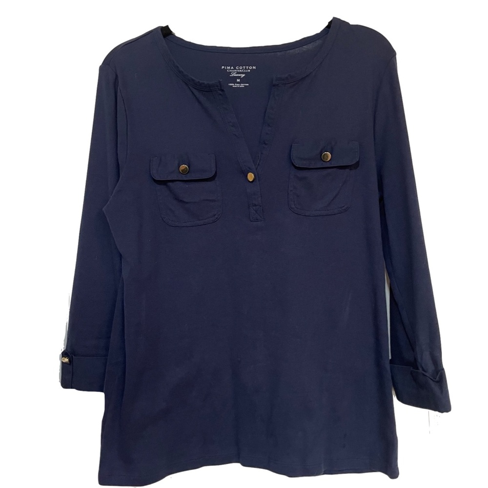 PIMA COTTON PIMA COTTON  NAVY BLUE TOP SIZE M